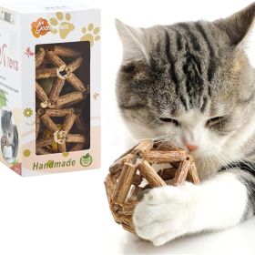 Natural Silvervine Stick Catnip Ball Bell Ball Cat Toys For Indoor Cats- Cleaning Teeth Molar Tools Cat Chew (Option: BROWN)