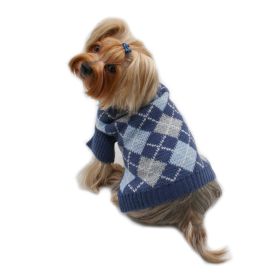 Argyle Turtleneck Sweater in Navy/Light Blue/Gray (size: XS)