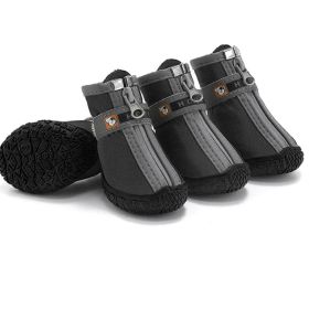 Non Slip Dog Shoes Warm Plush Lining Breathable Pet Boots for Paw Protection (Color / Size: black / 3 Fit width3.5-3.7cm)
